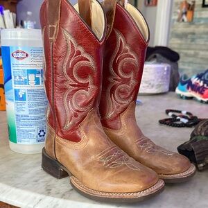 Old West Kids Red and Tan Western Boots